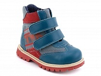 321-2 (21-25) Твики (Twiki) ботинки демисезонные детские ортопедические профилактические на байке, кожа, нубук, бирюзовый, серый, красный в Иркутске