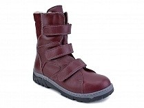 285б (22-31) Аквелла (Akwella), ботинки  детские ортопедические с высоким берцем, демисезонные, ворсин, кожа, бордовый в Иркутске