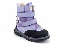 504 (26-30) Твики (Twiki) ботинки детские зимние ортопедические профилактические, кожа, нубук, натуральная шерсть, сиреневый в Иркутске