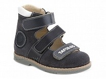 25007-02-10 Тапибу (Tapiboo), туфли детские ортопедические с высоким берцем, замша, кожа, скат, серый, черный в Иркутске