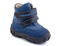 521-12 (21-26) Твики (Twiki) ботинки детские зимние ортопедические профилактические, кожа, натуральная шерсть, джинсово-черный в Иркутске