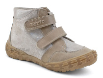 201-191,138 Тотто (Totto), ботинки демисезонние детские профилактические на байке, кожа, серо-бежевый в Иркутске