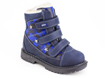 155-73 (26-30) Бос (Bos), ботинки детские зимние профилактические , натуральный шерсть,  кожа, нубук, синий, милитари в Иркутске