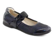 0015-500-0076 (37-40) Джойшуз (Djoyshoes), туфли Подростковые ортопедические профилактические, кожа перфорированная, темно-синий  в Иркутске