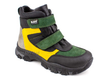 088-111-282-450 (31-36) Джойшуз (Djoyshoes) ботинки детские зимние мембранные ортопедические профилактические, натуральный мех, мембрана, нубук, кожа, черный, желтый, зеленый в Иркутске