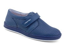 30024-702 Тотто (Totto), туфли школьные ортопедические профилактические, кожа перфорированная, синий в Иркутске