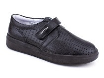 30024-701 Тотто (Totto), туфли школьные ортопедические профилактические перфорированная, кожа, чёрный в Иркутске