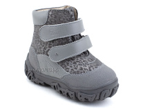 520-11 (21-26) Твики (Twiki) ботинки детские зимние ортопедические профилактические, кожа, натуральный мех, серый, леопард в Иркутске