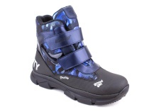 2542-25МК (37-40) Миниколор (Minicolor), ботинки зимние подростковые ортопедические профилактические, мембрана, кожа, натуральный мех, синий, черный в Иркутске