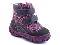 520-8 (21-26) Твики (Twiki) ботинки детские зимние ортопедические профилактические, кожа, натуральный мех, розовый, фиолетовый в Иркутске