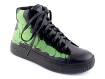 55317Б ШагоВита (Shagovita), ботинки детские  профилактические, кожа, байка, черный, зеленый в Иркутске