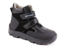 BL-271(5) Боттилини (Bottilini), ботинки  детские демисезонные  ортопедические профилактические, кожа, нубук, байка, черный в Иркутске
