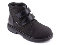 201-125 (31-36) Бос (Bos), ботинки детские утепленные профилактические, байка, кожа, нубук, черный, милитари в Иркутске