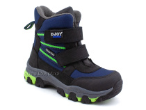 061-111-160 (26-30) Джойшуз (Djoyshoes) ботинки  ортопедические профилактические мембранные утеплённые, флис, мембрана, нубук, темно-синий, черный в Иркутске