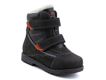 151-13   Бос(Bos), ботинки детские зимние профилактические, натуральная шерсть, кожа, нубук, черный, оранжевый в Иркутске