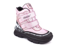 2633-06МК (31-36) Миниколор (Minicolor), ботинки зимние детские ортопедические профилактические, мембрана, кожа, натуральный мех, розовый, черный в Иркутске