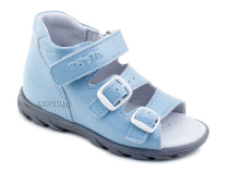 0313-9-603 Тотто (Totto), сандалии детские открытые ортопедические профилактические, кожа, голубой в Иркутске