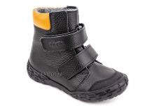 338-701,15 Тотто (Totto) ботинки детские  ортопедические профилактические, байка, кожа, черный, оранжевый в Иркутске