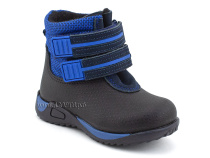 19-583-4 Скороход (Skorohod), ботинки демисезонные утепленные, байка, гидрофобная кожа, синий, чёрный в Иркутске