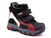 026-111-214-422-01-143 (26-30) Джойшуз (Djoyshoes) ботинки детские ортопедические профилактические утеплённые, замша, велюр, кожа, черный, красный, белый в Иркутске